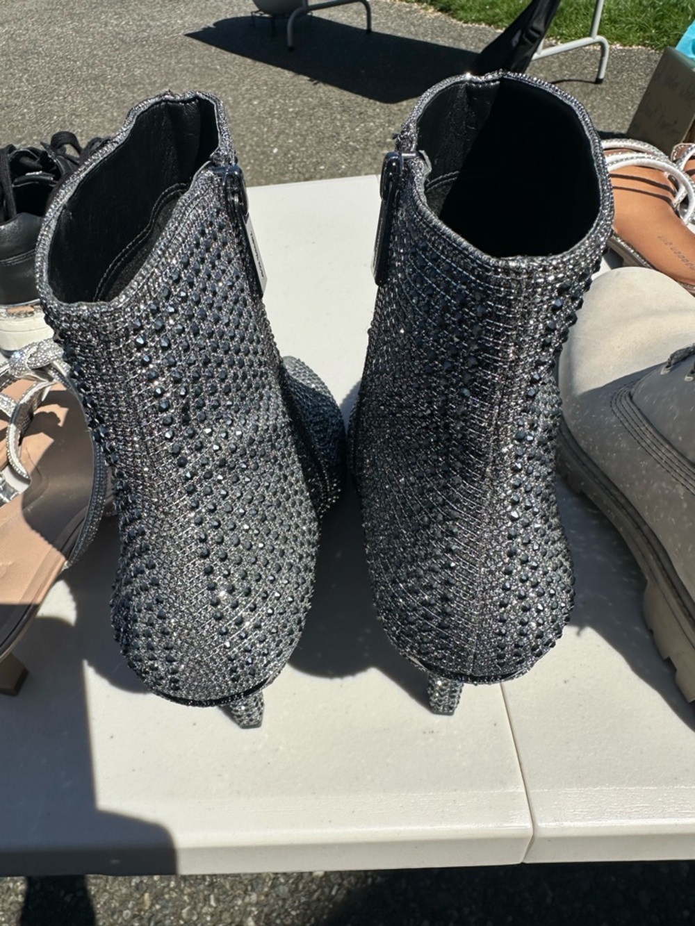 Michael Kors Silver Crystal Knit Pointed Sock Booties - Picture 2 of 2